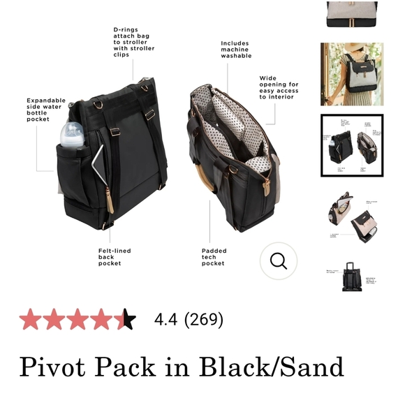 Petunia Pickle Bottom Baby Bag Black and Cream Tote - Picture 16 of 16